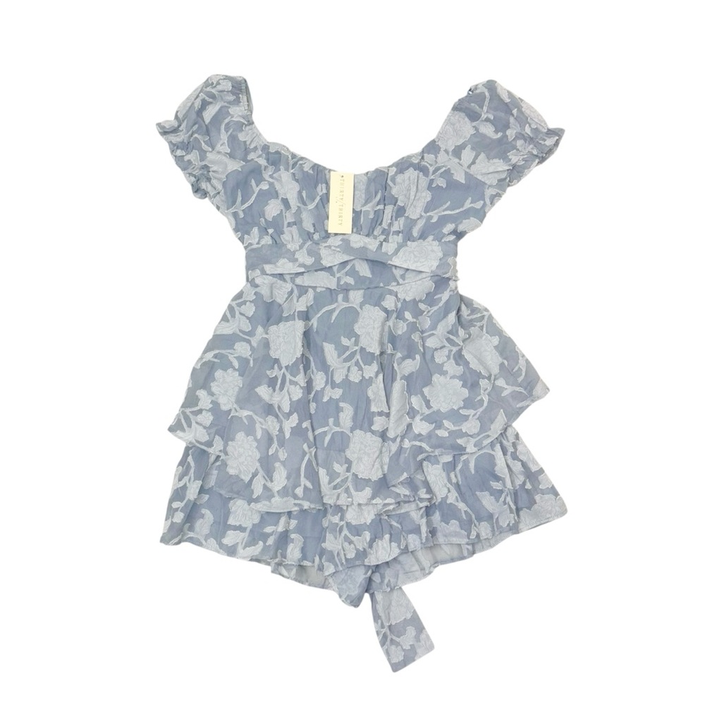NWT Thirty Thirty Floral Blue Ruffle Dress with shorts underneath size XL